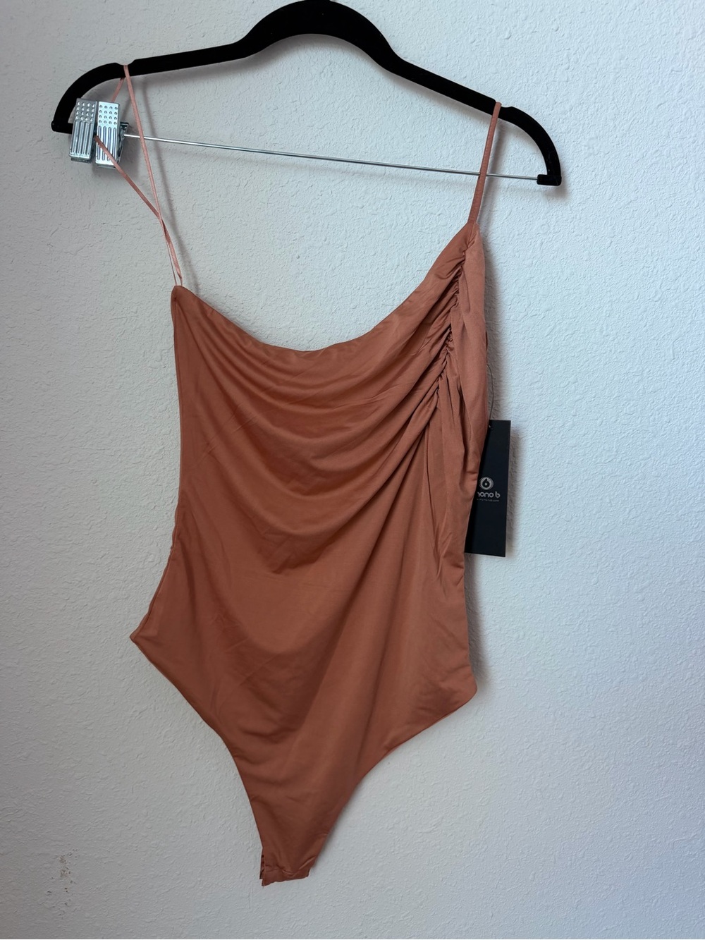 Mono B Rust Terracotta Draped Cowl Tank